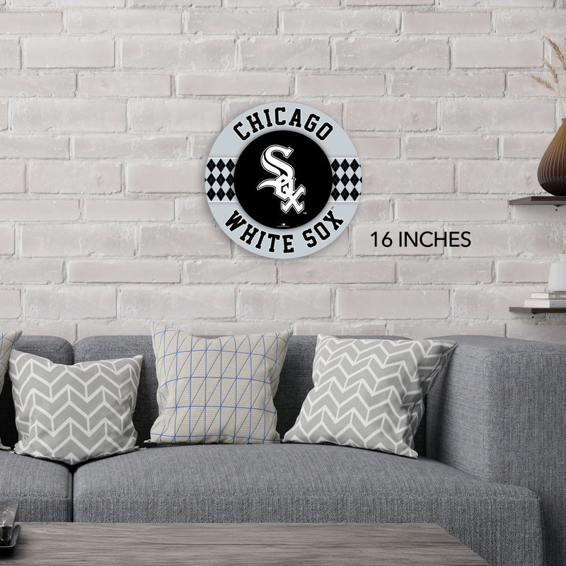 Load image into Gallery viewer, Fan Creations MLB Chicago White Sox Argyle 16inc Circle Wall Art
