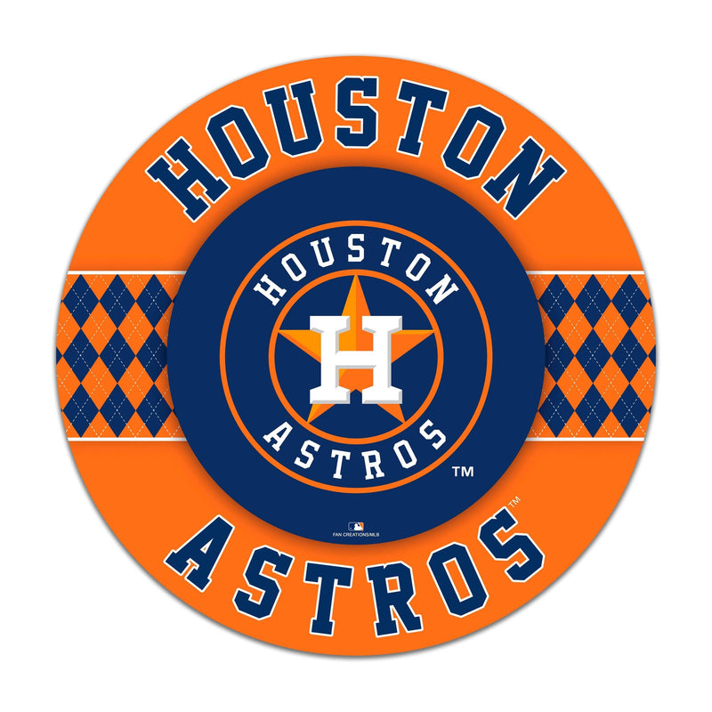 Load image into Gallery viewer, Fan Creations MLB Houston Astros Argyle 16inc Circle Wall Art
