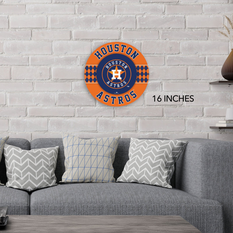 Load image into Gallery viewer, Fan Creations MLB Houston Astros Argyle 16inc Circle Wall Art
