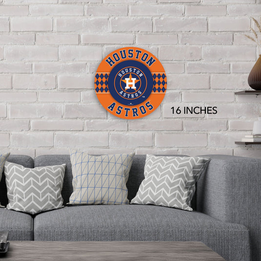 Fan Creations MLB Houston Astros Argyle 16inc Circle Wall Art