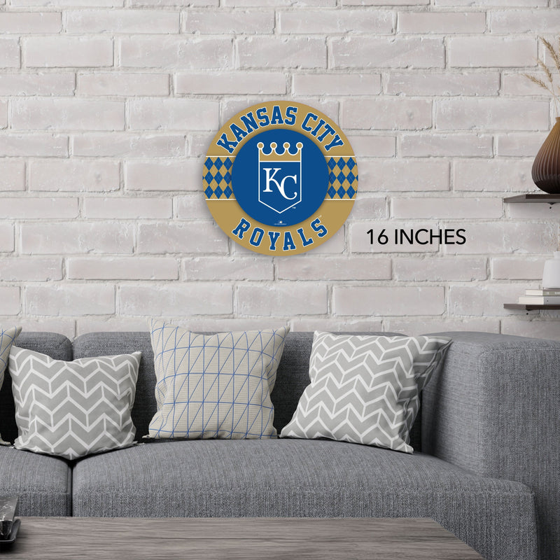 Load image into Gallery viewer, Fan Creations MLB Kansas City Royals Argyle 16inc Circle Wall Art
