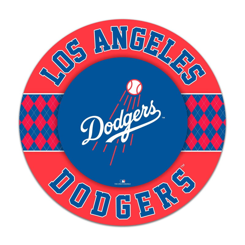 Load image into Gallery viewer, Fan Creations MLB Los Angeles Dodgers Argyle 16inc Circle Wall Art
