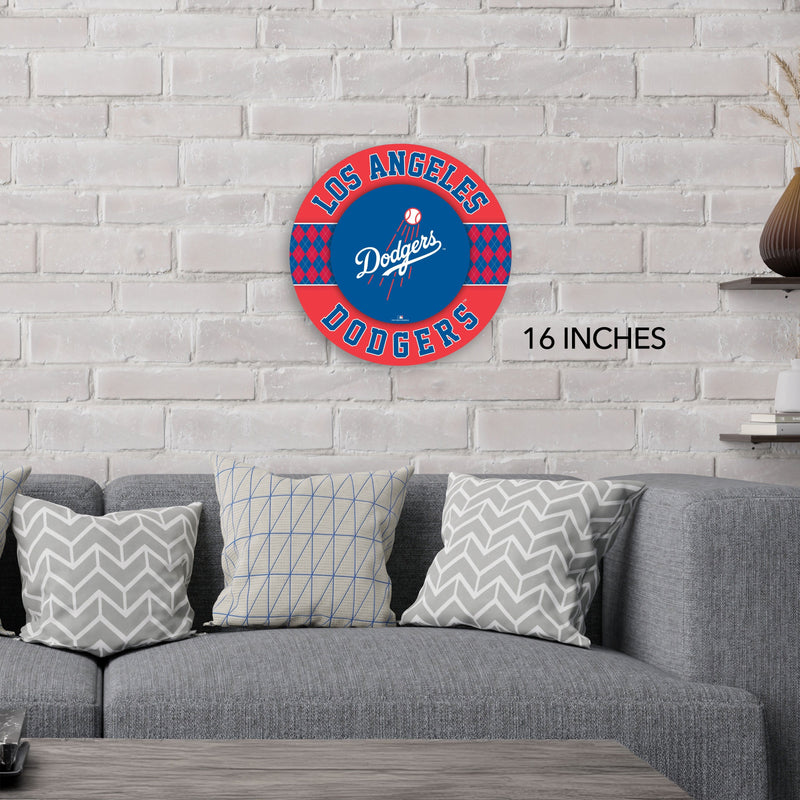 Load image into Gallery viewer, Fan Creations MLB Los Angeles Dodgers Argyle 16inc Circle Wall Art
