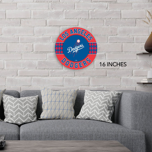 Fan Creations MLB Los Angeles Dodgers Argyle 16inc Circle Wall Art