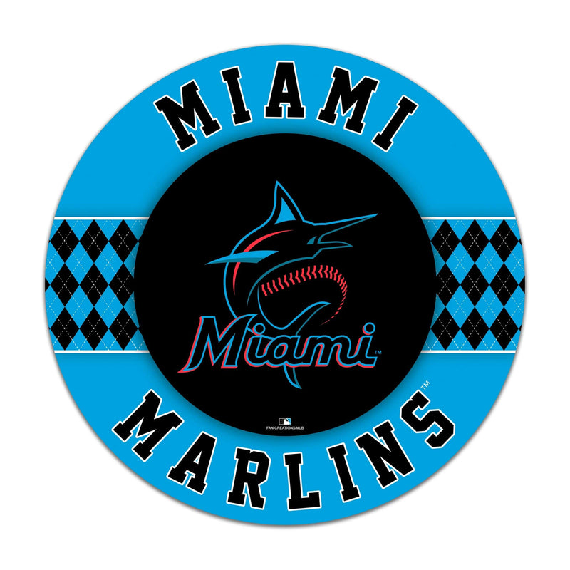Load image into Gallery viewer, Fan Creations MLB Miami Marlins Argyle 16inc Circle Wall Art
