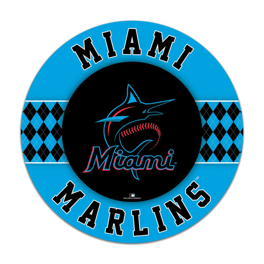 Fan Creations MLB Miami Marlins Argyle 16inc Circle Wall Art
