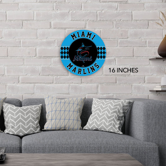 Fan Creations MLB Miami Marlins Argyle 16inc Circle Wall Art