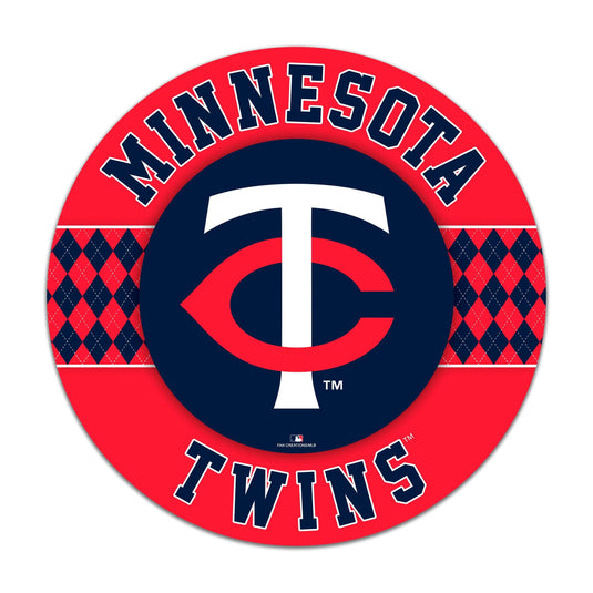 Fan Creations MLB Minnesota Twins Argyle 16inc Circle Wall Art