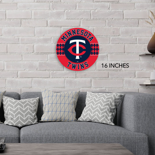 Fan Creations MLB Minnesota Twins Argyle 16inc Circle Wall Art