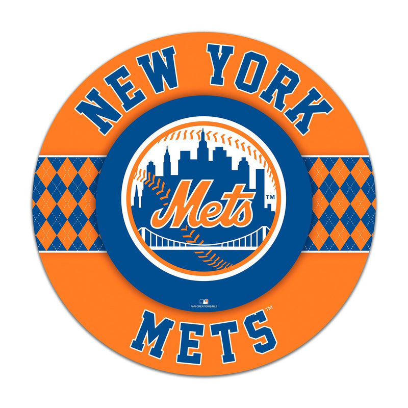 Load image into Gallery viewer, Fan Creations MLB New York Mets Argyle 16inc Circle Wall Art
