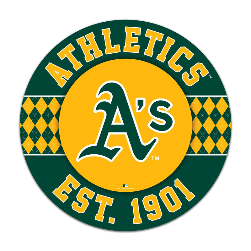 Load image into Gallery viewer, Fan Creations MLB Oakland Athletics Argyle 16inc Circle Wall Art
