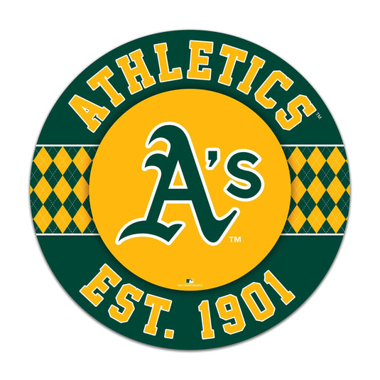 Fan Creations MLB Oakland Athletics Argyle 16inc Circle Wall Art