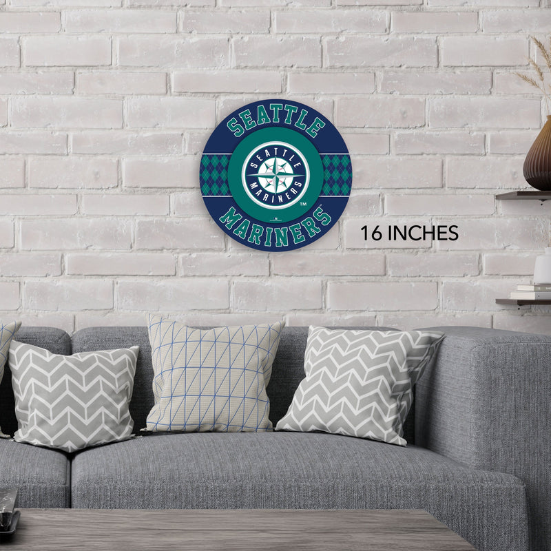 Load image into Gallery viewer, Fan Creations MLB Seattle Mariners Argyle 16inc Circle Wall Art
