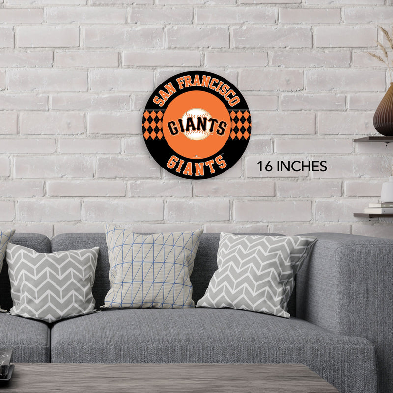 Load image into Gallery viewer, Fan Creations MLB San Francisco Giants Argyle 16inc Circle Wall Art
