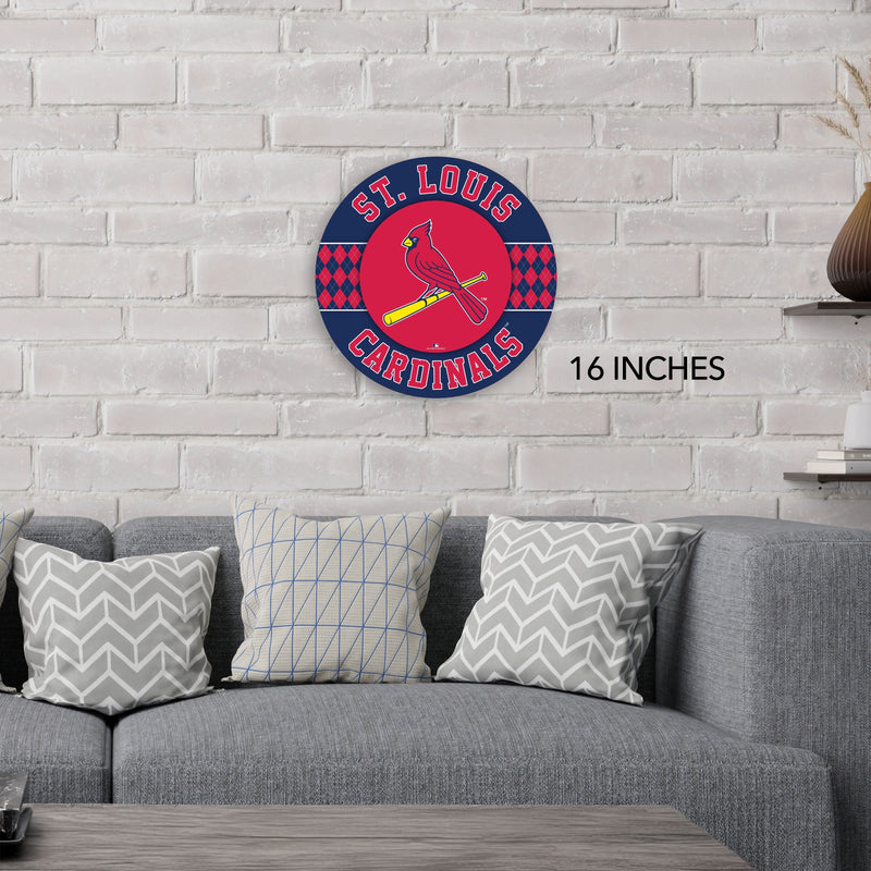 Load image into Gallery viewer, Fan Creations MLB St. Louis Cardinals Argyle 16inc Circle Wall Art
