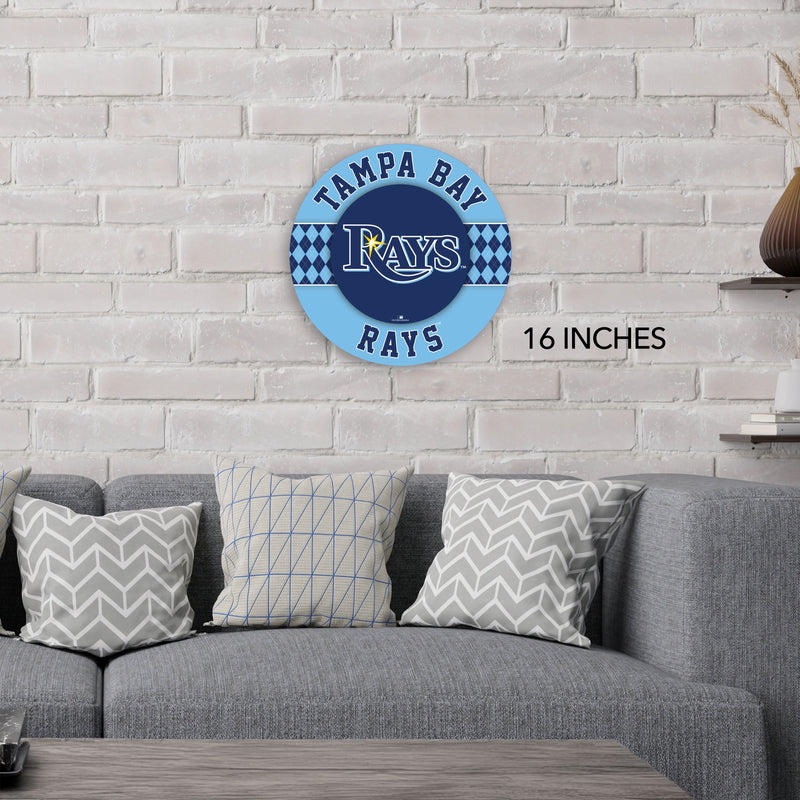 Load image into Gallery viewer, Fan Creations MLB Tampa Bay Rays Argyle 16inc Circle Wall Art

