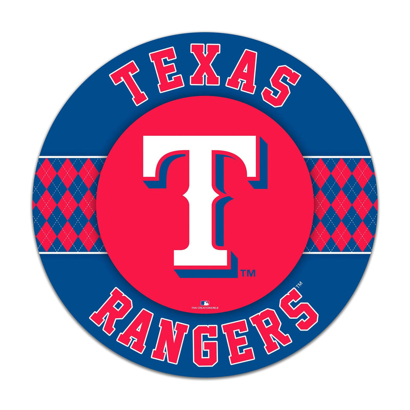 Load image into Gallery viewer, Fan Creations MLB Texas Rangers Argyle 16inc Circle Wall Art
