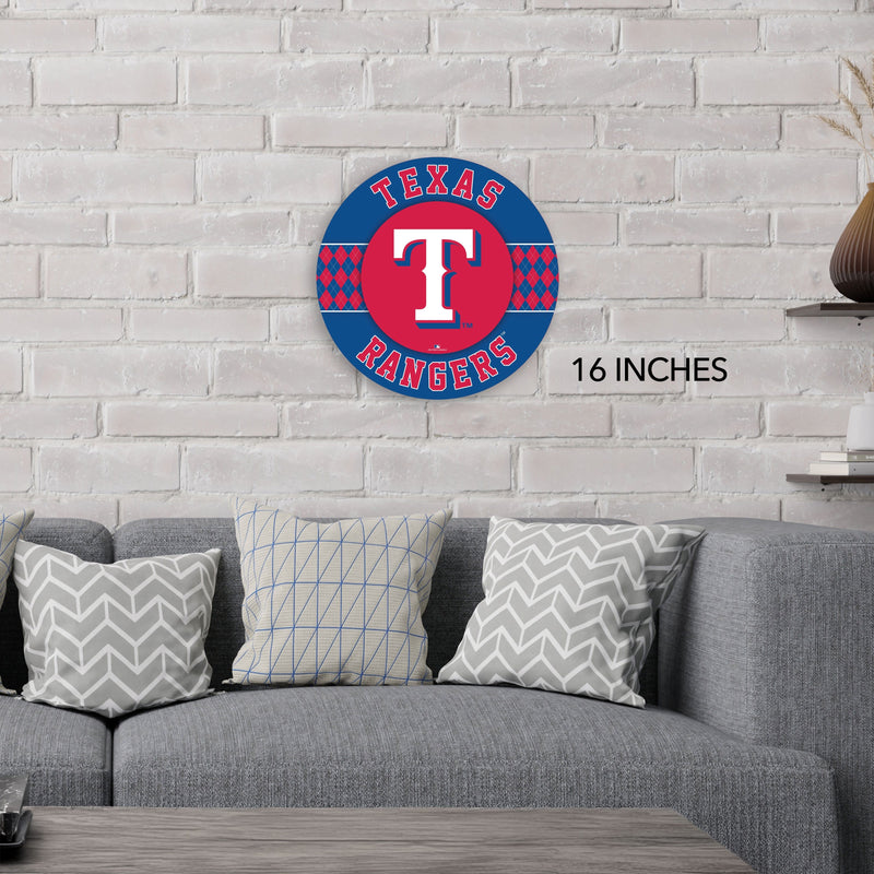 Load image into Gallery viewer, Fan Creations MLB Texas Rangers Argyle 16inc Circle Wall Art
