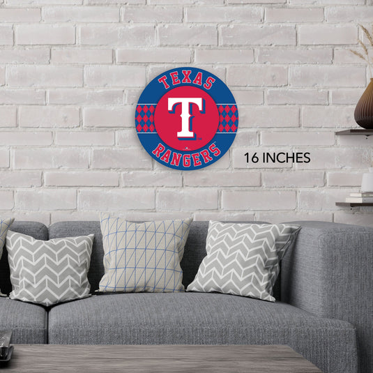 Fan Creations MLB Texas Rangers Argyle 16inc Circle Wall Art
