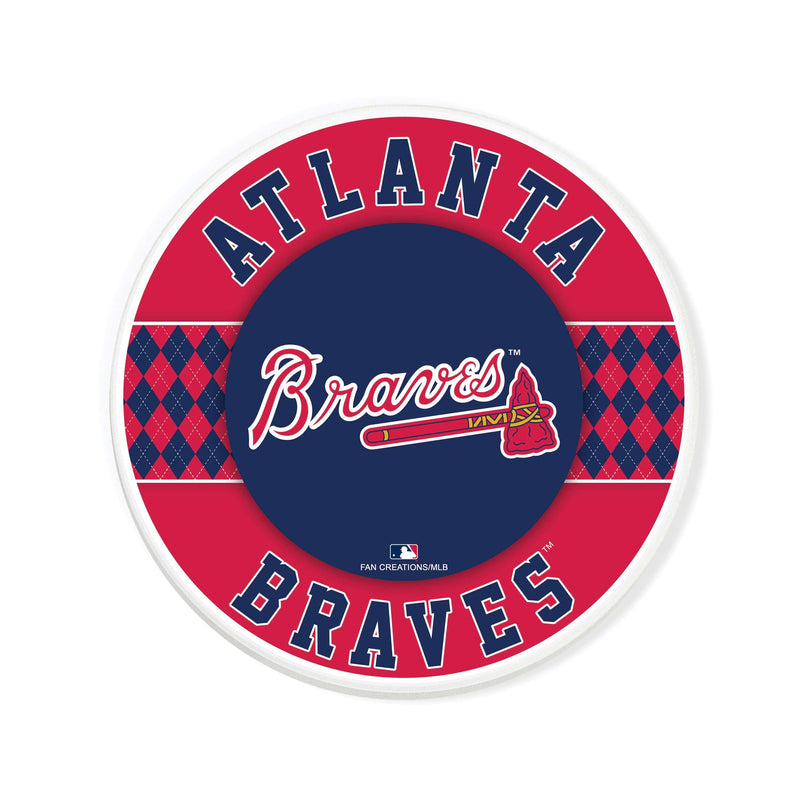 Load image into Gallery viewer, Fan Creations coaster MLB - Atlanta Braves 4 inch Ceramic Argyle Coaster
