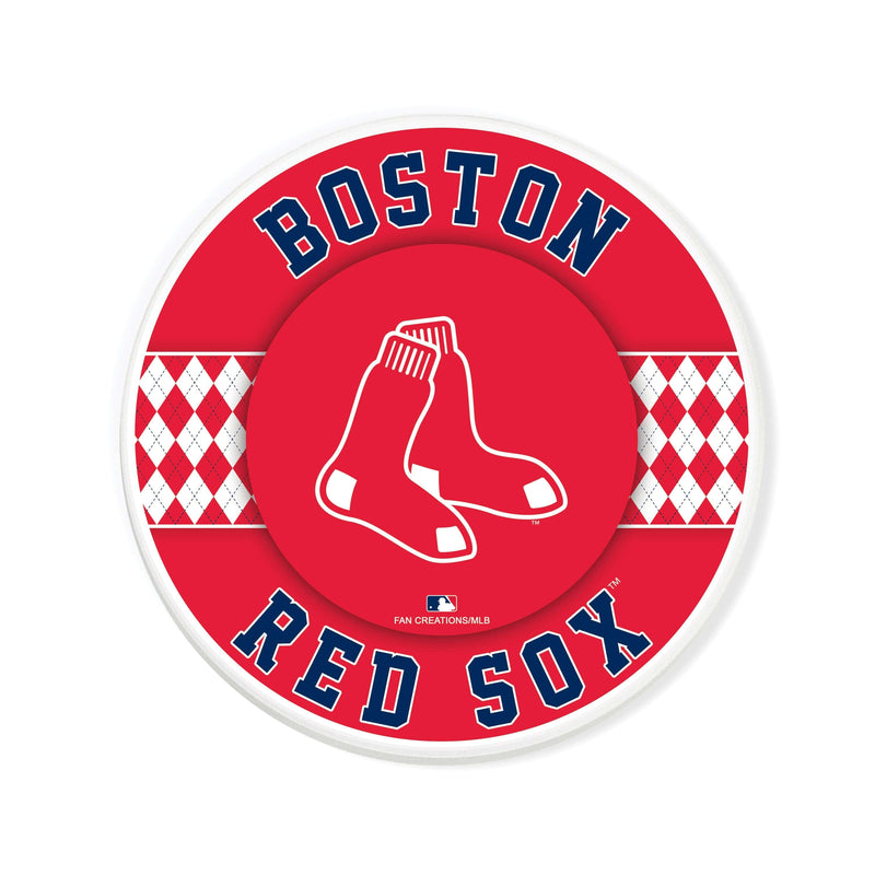 Load image into Gallery viewer, Fan Creations coaster MLB - Boston Red Sox 4 inch Ceramic Argyle Coaster
