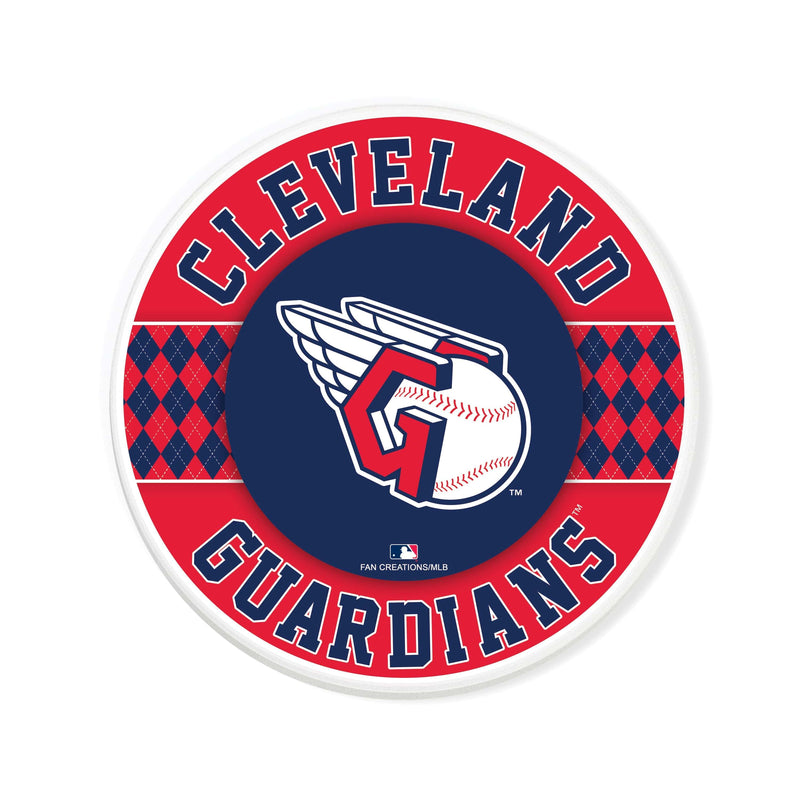 Load image into Gallery viewer, Fan Creations coaster MLB - Cleveland Guardians 4 inch Ceramic Argyle Coaster
