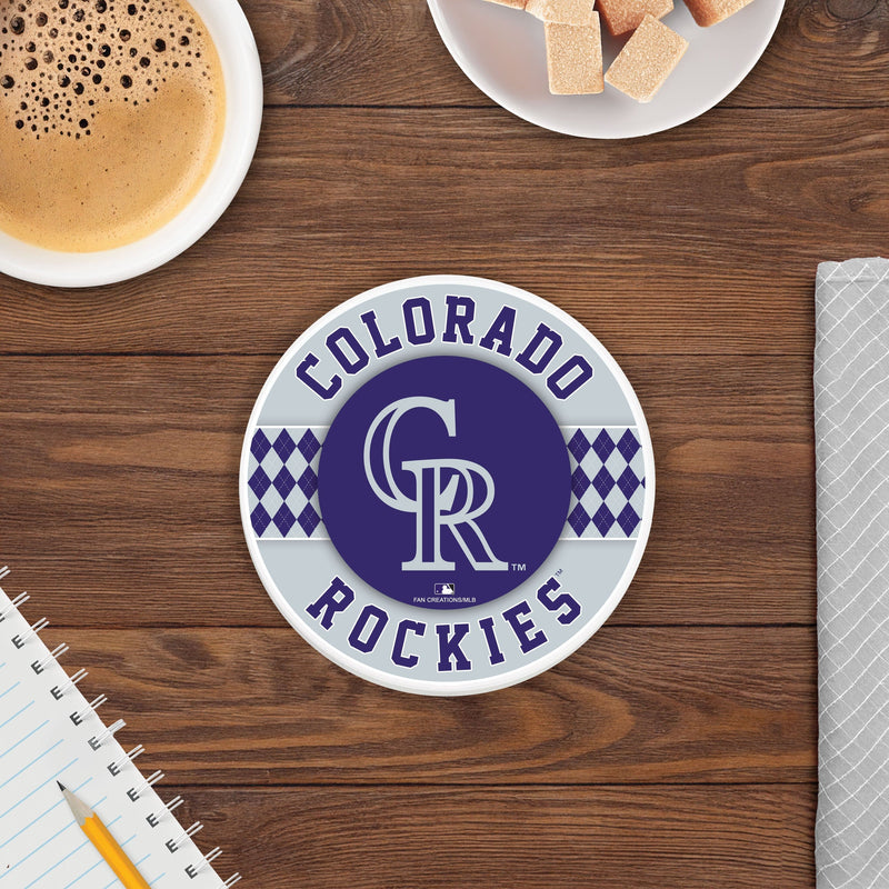 Load image into Gallery viewer, Fan Creations coaster MLB - Colorado Rockies 4 inch Ceramic Argyle Coaster
