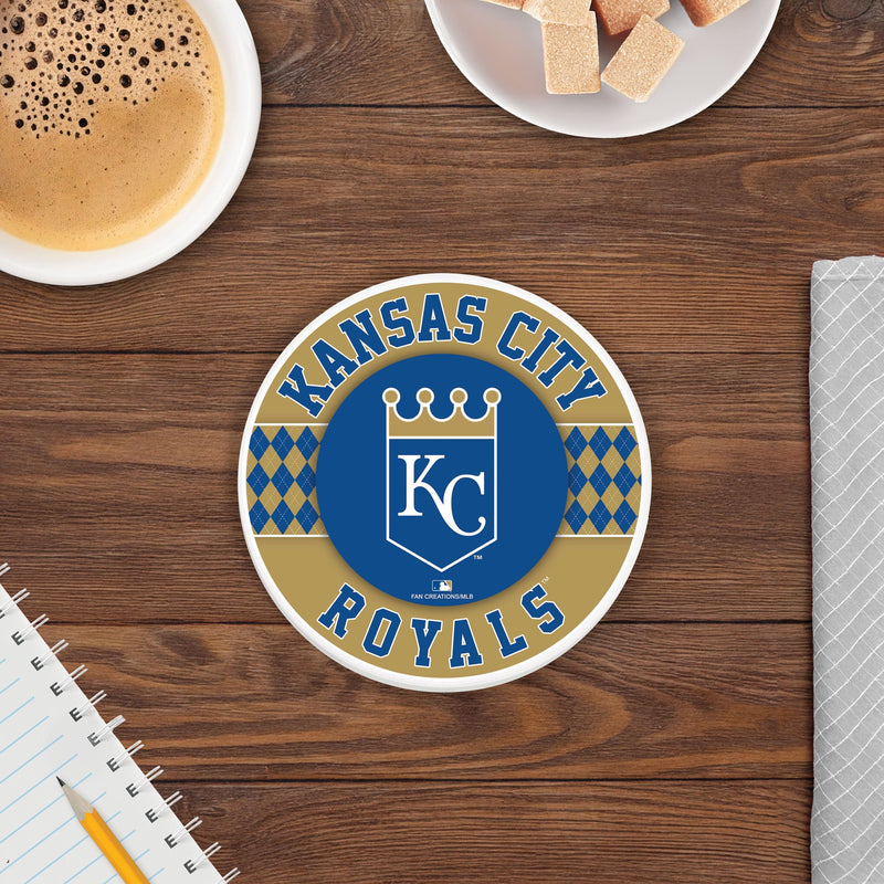 Load image into Gallery viewer, Fan Creations coaster MLB - Kansas City Royals 4 inch Ceramic Argyle Coaster
