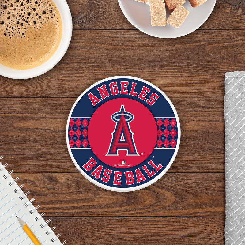 Load image into Gallery viewer, Fan Creations coaster MLB - Los Angeles Angels 4 inch Ceramic Argyle Coaster
