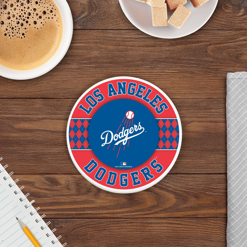 Load image into Gallery viewer, Fan Creations coaster MLB - Los Angeles Dodgers 4 inch Ceramic Argyle Coaster
