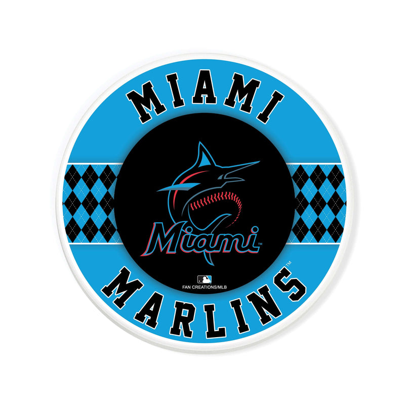 Load image into Gallery viewer, Fan Creations coaster MLB - Miami Marlins 4 inch Ceramic Argyle Coaster
