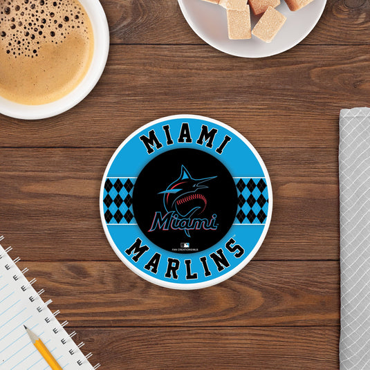 Fan Creations coaster MLB - Miami Marlins 4 inch Ceramic Argyle Coaster