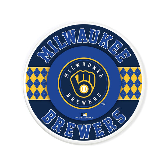 Fan Creations coaster MLB - Milwaukee Brewers 4 inch Ceramic Argyle Coaster