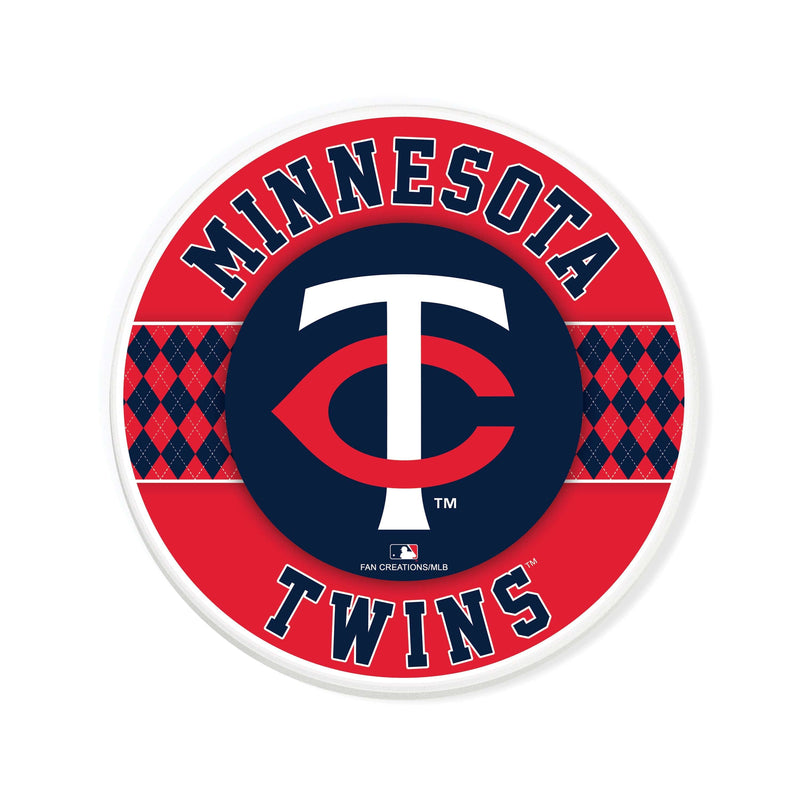 Load image into Gallery viewer, Fan Creations coaster MLB - Minnesota Twins 4 inch Ceramic Argyle Coaster
