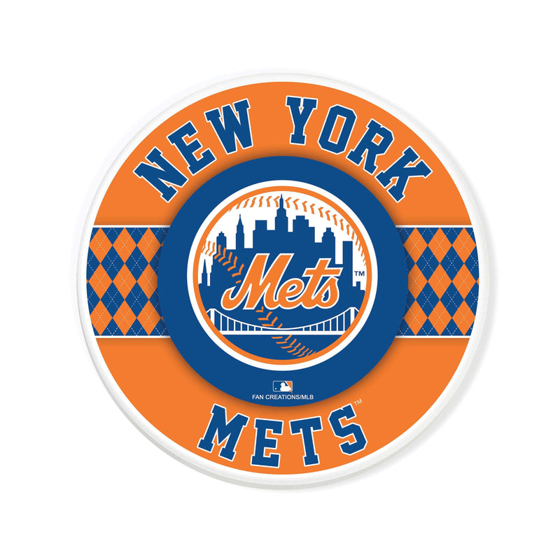 Load image into Gallery viewer, Fan Creations coaster MLB - New York Mets 4 inch Ceramic Argyle Coaster

