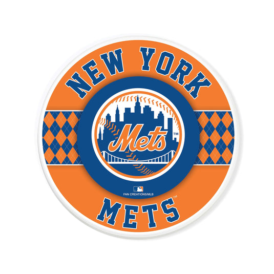 Fan Creations coaster MLB - New York Mets 4 inch Ceramic Argyle Coaster