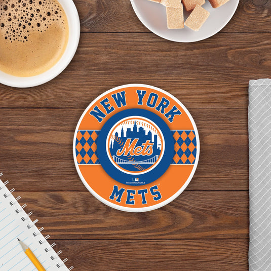 Fan Creations coaster MLB - New York Mets 4 inch Ceramic Argyle Coaster