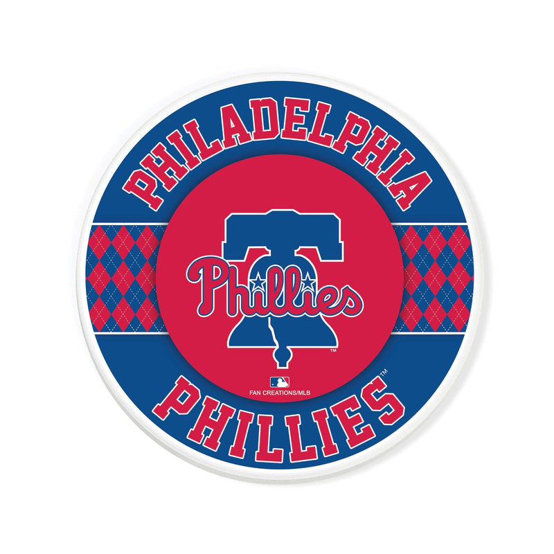 Load image into Gallery viewer, Fan Creations coaster MLB - Philadelphia Phillies 4 inch Ceramic Argyle Coaster
