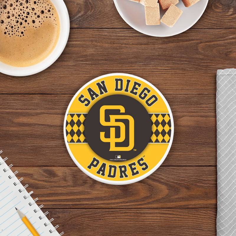 Load image into Gallery viewer, Fan Creations coaster MLB - San Diego Padres 4 inch Ceramic Argyle Coaster
