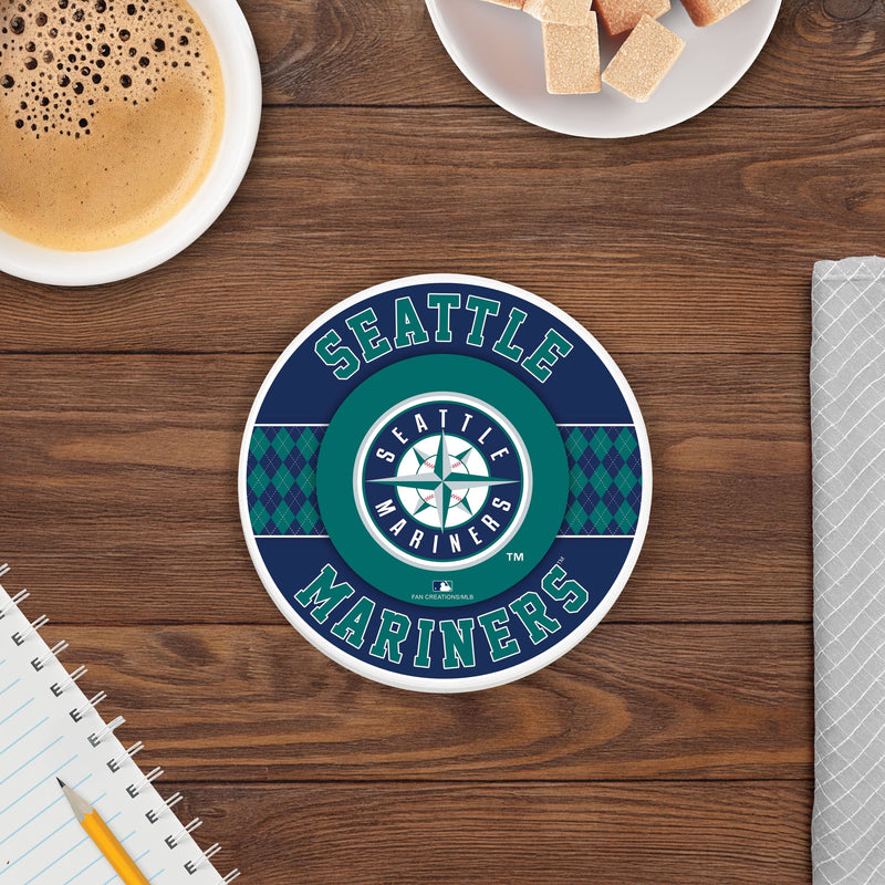 Load image into Gallery viewer, Fan Creations coaster MLB - Seattle Mariners 4 inch Ceramic Argyle Coaster
