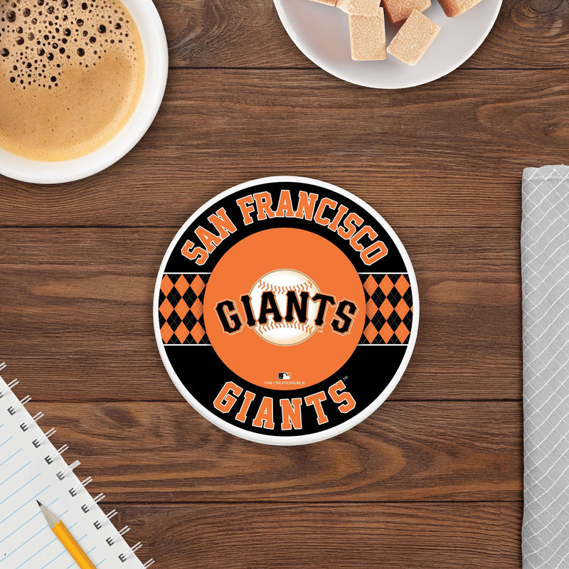 Load image into Gallery viewer, Fan Creations coaster MLB - San Francisco Giants 4 inch Ceramic Argyle Coaster
