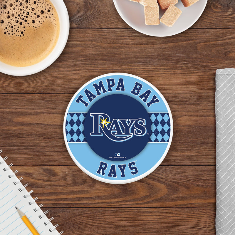 Load image into Gallery viewer, Fan Creations coaster MLB - Tampa Bay Rays 4 inch Ceramic Argyle Coaster
