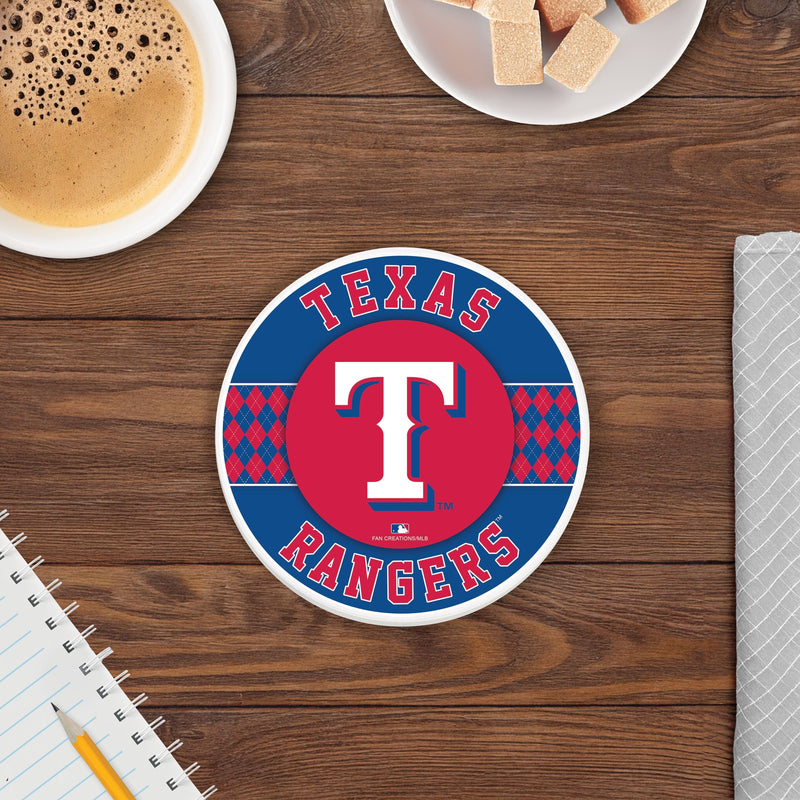 Load image into Gallery viewer, Fan Creations coaster MLB - Texas Rangers 4 inch Ceramic Argyle Coaster
