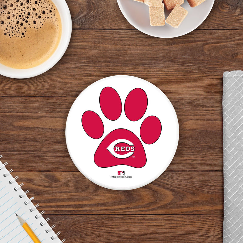 Load image into Gallery viewer, Fan Creations MLB - Cincinnati Reds 4 in Round Dog Paw Coaster

