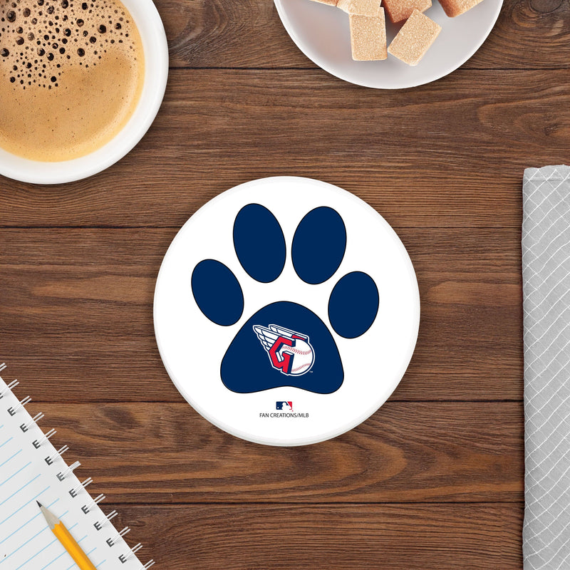 Load image into Gallery viewer, Fan Creations MLB - Cleveland Guardians 4 in Round Dog Paw Coaster
