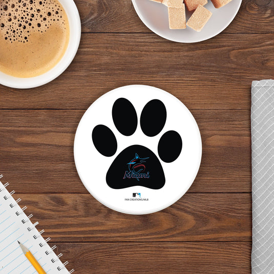 Fan Creations MLB - Miami Marlins 4 in Round Dog Paw Coaster
