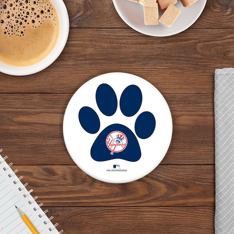 Load image into Gallery viewer, Fan Creations MLB - New York Yankees 4 in Round Dog Paw Coaster
