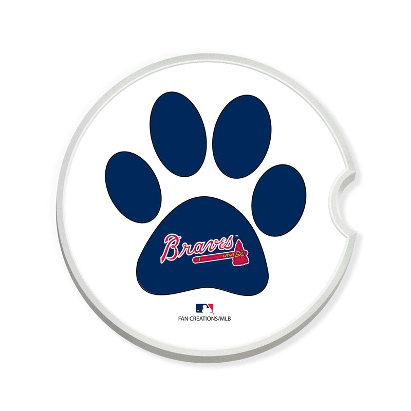 Load image into Gallery viewer, Fan Creations MLB Atlanta Braves Themed Ceramic Car Coaster -2.5" Bigfoot Carrying Team Flag Design - 2 Pack
