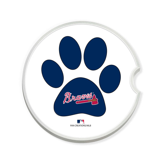 Fan Creations MLB Atlanta Braves Themed Ceramic Car Coaster -2.5" Bigfoot Carrying Team Flag Design - 2 Pack