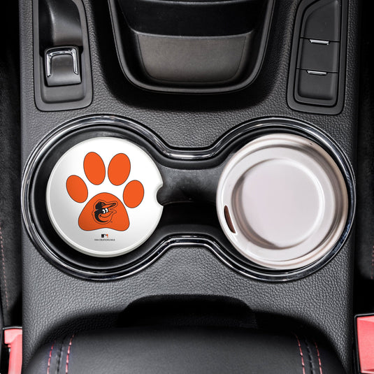 Fan Creations MLB Baltimore Orioles Themed Ceramic Car Coaster -2.5" Bigfoot Carrying Team Flag Design - 2 Pack